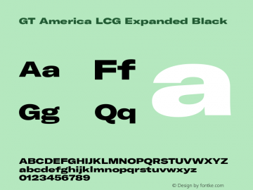 GT America LCG Exp Bl Version 1.005 Font Sample