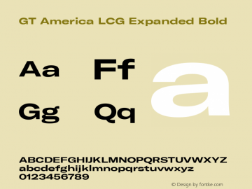 GT America LCG Exp Bd Version 1.005 Font Sample