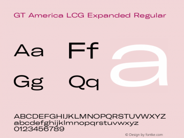 GT America LCG Exp Rg Version 1.005 Font Sample