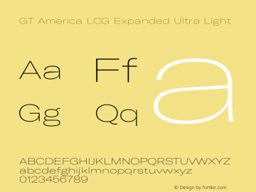 GT America LCG Exp U Lt Version 1.005 Font Sample