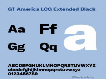 GT America LCG Ext Bl Version 1.005 Font Sample