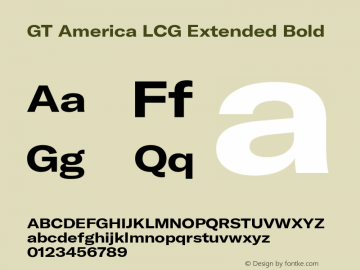 GT America LCG Ext Bd Version 1.005 Font Sample