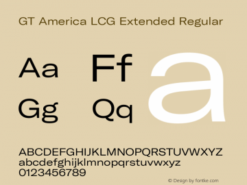 GT America LCG Ext Rg Version 1.005 Font Sample