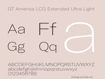 GT America LCG Ext U Lt Version 1.005 Font Sample