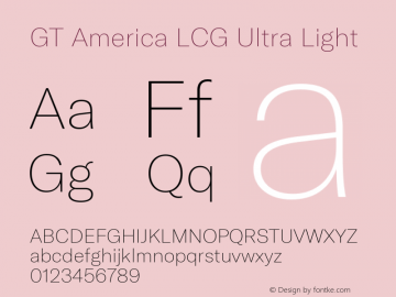 GT America LCG U Lt Version 1.005 Font Sample