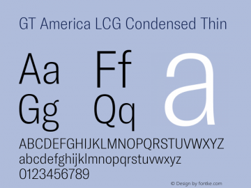 GT America LCG Cn Th Version 1.005 Font Sample