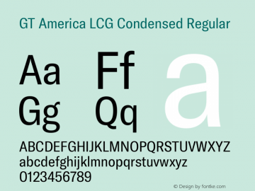 GT America LCG Cn Rg Version 1.005 Font Sample