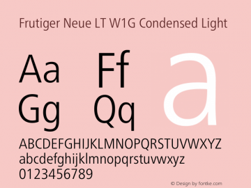 Frutiger Neue LT W1G Cn Light Version 1.10 Font Sample