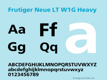 Frutiger Neue LT W1G Heavy Version 1.10 Font Sample