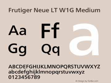 Frutiger Neue LT W1G Medium Version 1.10 Font Sample