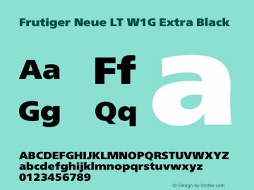 Frutiger Neue LT W1G XBlack Version 1.10 Font Sample