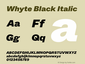 Whyte-BlackItalic Version 1.100 | wf-rip DC20190310图片样张