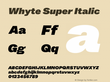 Whyte-SuperItalic Version 1.100 | wf-rip DC20190310图片样张
