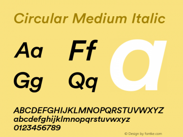 Circular Medium Italic Version 1.001 Font Sample