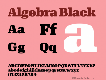 Algebra Black Version 1.2; 2016 Font Sample