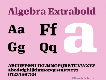 Algebra Extrabold Version 1.2; 2016 Font Sample