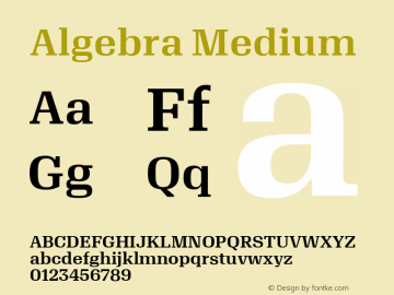 Algebra Medium Version 1.2; 2016 Font Sample