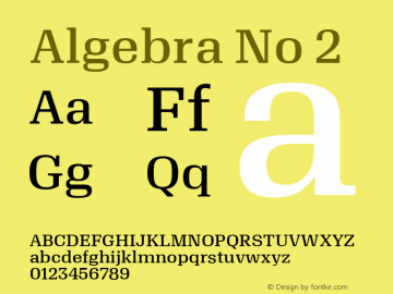Algebra No 2 Version 1.2; 2016 Font Sample