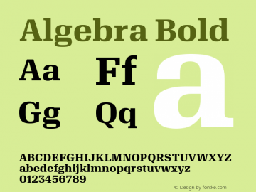 Algebra Bold Version 1.2; 2016 Font Sample