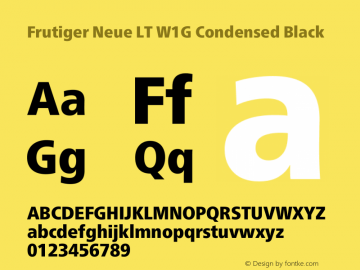 Frutiger Neue LT W1G Cn Medium Bold Version 1.10 Font Sample