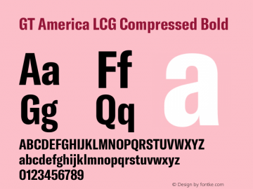 GT America LCG Cm Bd Version 1.005 Font Sample