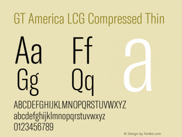 GT America LCG Cm Th Version 1.005 Font Sample