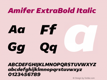 Amifer ExtraBold Italic Version 1.001; ttfautohint (v1.8) Font Sample