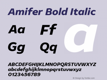 Amifer Bold Italic Version 1.001; ttfautohint (v1.8) Font Sample