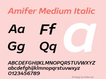 Amifer Medium Italic Version 1.001; ttfautohint (v1.8) Font Sample