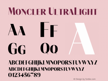 Moncler UltraLight Version 1.001 Font Sample