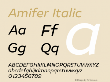 Amifer Italic Version 1.001; ttfautohint (v1.8) Font Sample