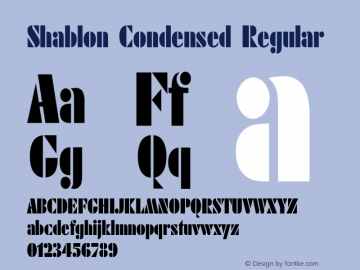 Shablon Condensed Regular Version 1.000;PS 001.000;hotconv 1.0.38图片样张