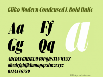 Gliko Modern Condensed L BoldItalic Version 2.000 | w-rip DC20200115图片样张