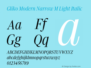 Gliko Modern Narrow M Light Italic Version 2.000 | w-rip DC20200115图片样张