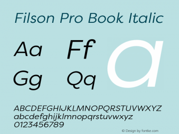 FilsonProBook-Italic Version 3.000 Font Sample