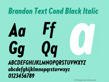 Brandon Text Cond Black Italic Version 1.002图片样张