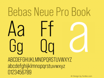 Bebas Neue Pro Book Version 1.100;PS 001.100;hotconv 1.0.88;makeotf.lib2.5.64775图片样张