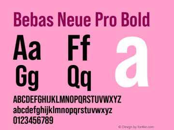 Bebas Neue Pro Bold Version 1.100;PS 001.100;hotconv 1.0.88;makeotf.lib2.5.64775图片样张