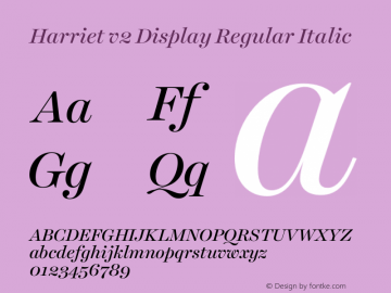 Harriet v2 Display Italic Version 2.0 | w-rip DC20181225 Font Sample