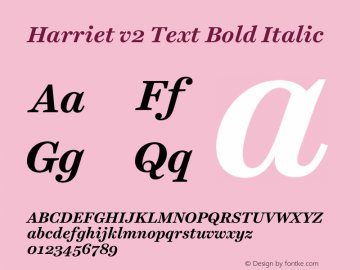 Harriet v2 Text Bold Italic Version 2.0 | w-rip DC20181225 Font Sample
