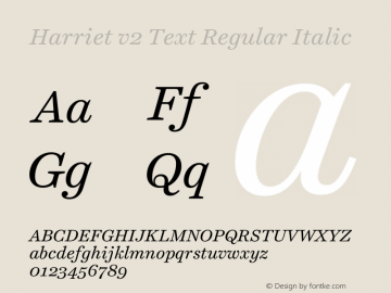 Harriet v2 Text Italic Version 2.0 | w-rip DC20181225 Font Sample