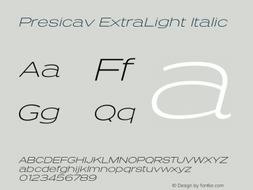 PresicavXl-Italic Version 2.000图片样张