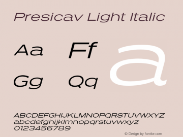 PresicavLt-Italic Version 2.000图片样张