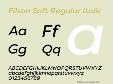 FilsonSoftRegular-Italic Version 1.001;PS 001.001;hotconv 1.0.88;makeotf.lib2.5.64775 Font Sample