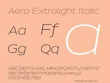 Aero-ExtralightItalic Version 0.000 | wf-rip DC20110725图片样张