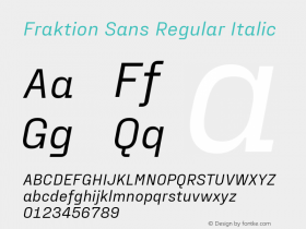 Fraktion Sans Regular Italic Version 1.200 Font Sample