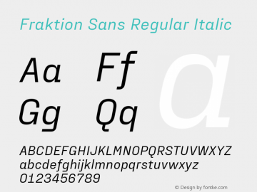 Fraktion Sans Regular Italic Version 1.200图片样张