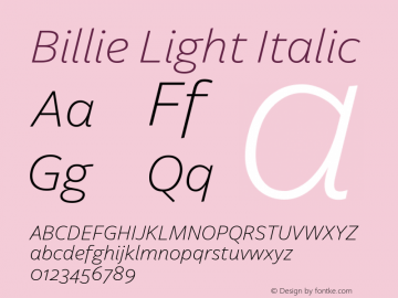 Billie Light Italic Version 1.000; ttfautohint (v1.8.3)图片样张