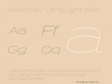 PresicavUl-Italic Version 2.000 Font Sample