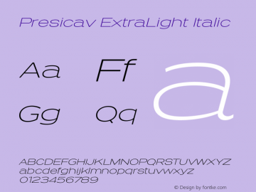 PresicavXl-Italic Version 2.000图片样张